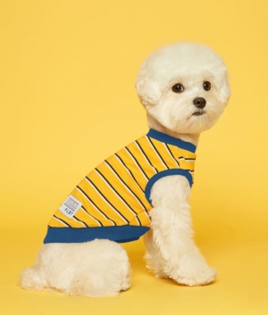 플로트 스탠다드 민소매티셔츠 옐로우블루 강아지옷